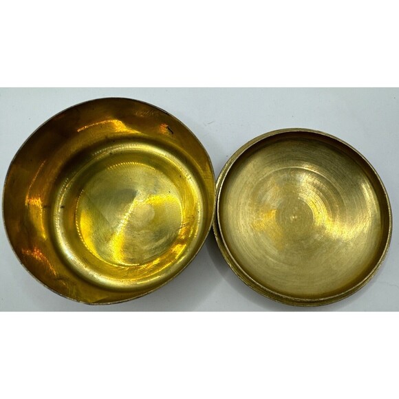 VTG Enameled Brass Bowl Trinket  Box Floral Design, red Orange White Green Blue - Picture 4 of 4